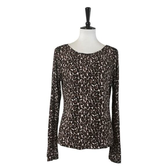White House Black Market Bell Sleeve Knit Sweater Leopard Women’s Size Large - Picture 9 of 9